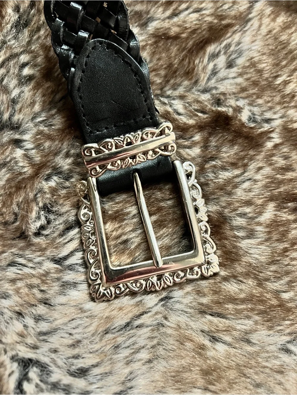 Vintage Woven Leather Western Belt - Silver Horse Conchos and Buckle - Size 32